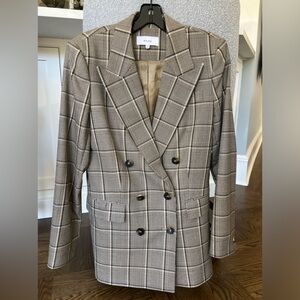 REISS DOIBLE BREASTED PLAID BLAZER